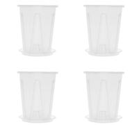 UTHCLO 4 Sets Slotted Orchid Plant Pots with Drainage Holes and Integrated Tray, Pp Nursery Pots Supporting Root Wrapping and Monitoring Root Development for Home Garden