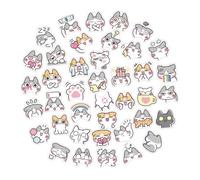 UTHCLO 40Pcs Cartoon Kitten Stickers Funny Decorative Decals for Scrapbooking Journals DIY Craft Decor Adhesive Kitten Expressions for Adults