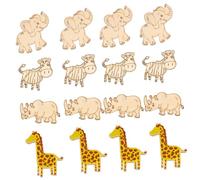 UTHCLO 40pcs Wooden Animal Cutouts DIY Craft Unfinished Wood Slices for Painting and Home Decor Wood Material with Elephant Giraffe Zebra Rhinoceros Shapes