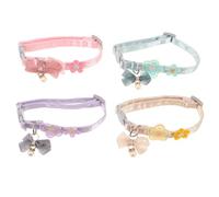 UTHCLO 4pcs Adjustable Cat Bow Tie Collar with Lace Embroidery and Bowknot Design Lightweight Breakaway Kitten Neckwear in Violet Mint Pink Yellow for Daily Wear and Photo Props