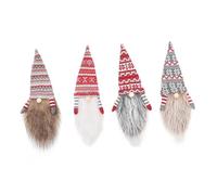 UTHCLO 4Pcs Christmas Wine Bottle Hats Knitted Faceless Doll Decor with Long Beard, Creative Xmas Party Beverage Bottle Covers for Holiday Table Decoration