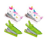 UTHCLO 4pcs Compact Mini Stapler with Cute Cartoon Animal Design for Students and Portable and Space-Saving Desktop Stapler for Home Office and School Supplies