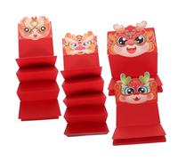 UTHCLO 4pcs Creative Chinese Red Envelopes Foldable Paper Packets with Card Slots Traditional Spring Festival Lucky Money Pockets for Year Blessings and Prosperity