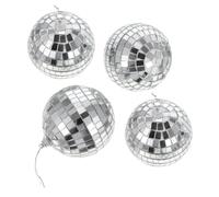 UTHCLO 4pcs Glass Disco Ball Ornaments with Shiny Impression and Classic Design for Birthday Parties and Musical Festivals, Silver Mirror Ball Decorations for Party Table and Photo Props