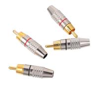 UTHCLO 4pcs Gold Plated Rca Plugs Speaker Wire Adapter Male Audio Connector for DIY Sound Systems Easy Install Video Connector with Rings
