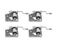 UTHCLO 4Pcs Hand Crank Music Box Mechanism Set Silver Gray with Tunes Castle in the Sky, Fur Elise, Classical Melody, Animated Film Theme DIY Replacement Spare Parts for Music Box Repair