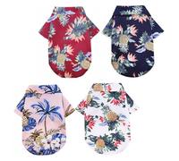 UTHCLO 4pcs Hawaiian Dog Shirt Breathable Polyester Summer Sweatshirts Casual Pet Clothes for Dogs Cats Xs Pink Wine