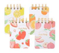UTHCLO 4Pcs Mini Spiral Notepads Pocket-Sized Small Writing Pads with Coil Binding, Portable Student Supplies for Note Taking and English Vocabulary, Fruit Party Design