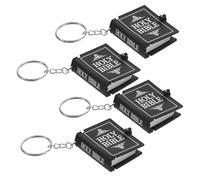 UTHCLO 4pcs Miniature Bible Book Keychains with Inspirational Verses Religious Charm Keyring Clips for Faith Motivation Compact Stylish Souvenir Gifts for Christmas and Daily Use