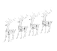 UTHCLO 4pcs Reindeer Ornaments Fancy Christmas Ornaments Desktop Small Figurine Decoration Antler Lifelike Modern Mini White Cute Furry First Winter Statue Indoor DIY Transparent Acrylic