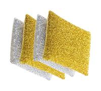 UTHCLO 4Pcs Reusable Glitter Kitchen Sponges Polyester Thread Scrub Pads for Washing Pans Bowls Cups and Cutting Boards Quick-Dry Lightweight Wok Cleaning Sponge with Gold and Silver
