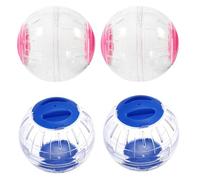 UTHCLO 4PCS Silent Transparent Hamster Exercise Balls with Anti-escape Lock Ventilated Small Pet Activity Wheels for Mice Gerbils Guinea Pigs Cage Accessories in Blue and Pink
