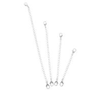 UTHCLO 4pcs Stainless Steel Chain Set Lobster Claw Clasps Extension DIY Extender Chain Charms with Lobster Clasp at Both Ends Jewelry Making Silver