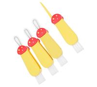 UTHCLO 4pcs Triple Function Cup Cleaning Brush Set Portable Yellow Plastic Crevice and Lid Detail Brushes for Bottle, Feeding Tube, and Kitchen Cup Cleaning