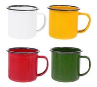 UTHCLO 4Pcs Vintage Enamel Mug Set Lightweight Reusable Tea Coffee Water Cups with Anti-Slip Handle for Home Office Travel Party