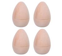 UTHCLO 4pcs Wooden Hollow Fillable Easter Eggs Unfinished with Flat Base DIY Crafting Paintable Blank Eggs for Easter Basket Stuffer