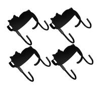 UTHCLO 4pcs Wrought Iron Cat Shaped Wall-Mounted Hooks Creative Cartoon Design for Door Hanging Coats Hats Towels Kitchen Bedroom Bathroom Storage