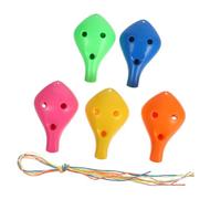 UTHCLO 5 Pcs Portable Ocarinas for Beginners Students Lightweight Resin Plastic Ocarina Flutes with Lanyards Easy to Play Teaching Musical Instruments Random Color
