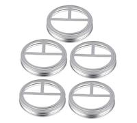 UTHCLO 5 Pcs Stainless Steel Wide Mouth Jar Toothbrush Organizer Lid for Bathroom Kitchen Metal Cover Fits Toothbrush and Toothpaste Holders Silver Farmhouse Decor