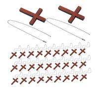 UTHCLO 50 Sets Natural Wood Cross Pendants with Chains Pocket Prayer Charms for Christian DIY Crafts Lightweight Religious Symbols for Indoor Outdoor Decoration
