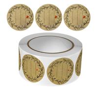 UTHCLO 500pcs Sticky Labels Decorative Seal Stickers Kraft Paper Round Seal Sticker Easy to Peel Off Highlights The Personality for Envelopes and Handicraft Workshops