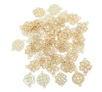 UTHCLO 50pcs Golden Double Hole Flat Connector Charms Assorted Baroque Filigree Metal Links for DIY Necklace Bracelet Making Shine Jewelry Findings