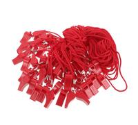 UTHCLO 50pcs Red Plastic Soccer Referee Whistles with Lanyard, Pealess Structure and High Decibel Emergency Signal, Approved for Official Referee Accessories, for Training and Games