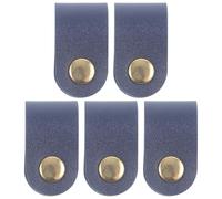 UTHCLO 5Pcs Dark Blue Artificial Leather Cord Organizer Straps, Reusable Dual-Sided Cable Ties for Headphone and Electronic Cord Management, Portable Fastening Cable Keepers for Home and