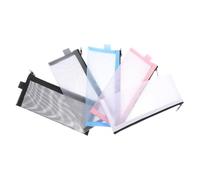 UTHCLO 5pcs Pencil Case Nylon Net Pen Bag Sturdy Zipper Lihit Lab Design Style Bag for Stationery Multifunctional