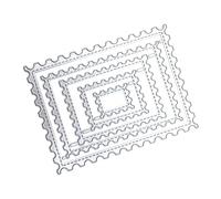 UTHCLO 5pcs Rectangular Postage Stamp Cutting Dies for Cards Durable Carbon Steel Crafting Stencils with Wavy Dotted Line Borders Multimaterial Use for Paper Cardstock Scrapbooking DIY