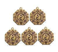 UTHCLO 5pcs Retro Brass Taoist Qian Kun Bagua Pendant Durable Exorcism Keychain Hanging Adornment for Feng Shui Decoration and Gift