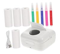 UTHCLO 5rolls Portable Handheld Mini Printer for Students Wireless Printer for Notes Labels and Photos Compact Design Paper Colored Pens for Learning and Memories