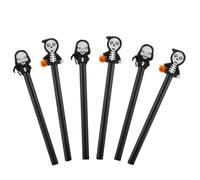 UTHCLO 6 Pcs Halloween Skull Gel Pens Black Silicone Writing Tool with Luminous Design for School and Halloween Party Stationery Supplies