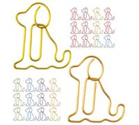 UTHCLO 60pcs Assorted Colour Metal Dog Shaped Paper Clips Cute Puppy Sitting Dog Paperclips Multifunctional Bookmarks for School and Office Use Random Color