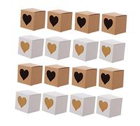 UTHCLO 60pcs Brown Kraft Paper Heart-shaped Square Boxes 5cm Windowed Packaging Boxes for Cake Party Wedding Packaging Random Color