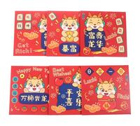 UTHCLO 6Pcs 2024 Year of The Dragon Red Envelopes Chinese Style Spring Festival Lucky Money Packets Traditional Lunar New Year Paper Red Pocket Set for Wealth and Blessings