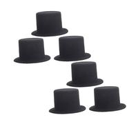 UTHCLO 6pcs Black Mini Top Hats for Dollhouse Accessories DIY Crafts Small Pet Costume Party Decoration