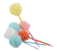 UTHCLO 6pcs Cute Fluffy Pom Pom Ballpoint Pens Lightweight Novelty Writing Tools with Cartoon Tops for School Office Adults Valentine's Day Party Supplies