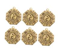 UTHCLO 6pcs Eight-diagram Keychain Charms Copper Ba Gua Pendants for Spiritual Protection and Safety, Vintage Taoist Yin Yang Amulets for Daily Use and