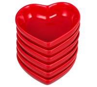 UTHCLO 6pcs Heart Shaped Seasoning Plate Sauce Plate Set 4.5 Inch Ceramic Microwave Safe Small Lightweight Design for Hotel and Father's Day