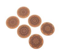 UTHCLO 6pcs Mandala Round Cork Coasters Non-slip Heat Insulation Cup Mats for Home Kitchen Tableware Protection Creative Drink Accessories
