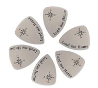 UTHCLO 6Pcs Silver Titanium Steel Guitar Picks for Folk and Ukulele, Musical Instrument Accessories Set for Acoustic Guitar Players