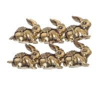 UTHCLO 6pcs Vintage Brass Rabbit Charms with Hanging Antique-style Bunny Pendants for DIY Jewelry Making Keychains Home Decor Figurines Whimsical Animal Accents