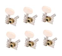 UTHCLO 6pcs Wooden Guitar Tuning Pegs Set, Acoustic Guitar String Roll Heads with Retro Unit Knob Design, Silver Ukulele Machine Heads for Home Use