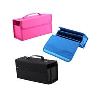UTHCLO 80-Slot Marker Pens Storage Case with Zipper Portable Organizer Bag for Artists Black Nylon Shoulder Strap Suitable for Travel and Drawing Supplies