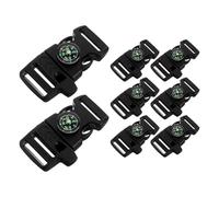 UTHCLO 8pcs Plastic Buckle Clips Compass Fire Starter Whistle Buckle Portable Strap Wear-resistant Strap Emergency Support for Backpackers and Hikers Camping Travel Survival Tool