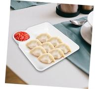 UTHCLO 8pcs PP Dumpling Plates with Built Sauce Compartments Reusable Divided Snack Serving Platters for Chips and Dip for Parties and Restaurants