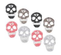 UTHCLO 8pcs Skull Rhinestone Iron Patches Silver Gray Red Black DIY Clothing Appliques for Jackets Bags Hats Durable Adhesive Backing Punk Style Halloween Decoration