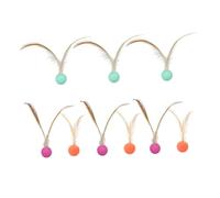 UTHCLO 9pcs Interactive Elastic Cat Ball with Plume Tails for Indoor Kitten Play Durable Resilient Design for Self Entertainment and Exercise Household Cat Teaser for Active Pets