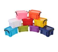 UTHCLO 9Pcs Mini Storage Boxes Small Locking Containers with Lids Multi Color Durable Plastic Organizer for Jewelry Makeup Beads Small Items Space Saving Stackable Design